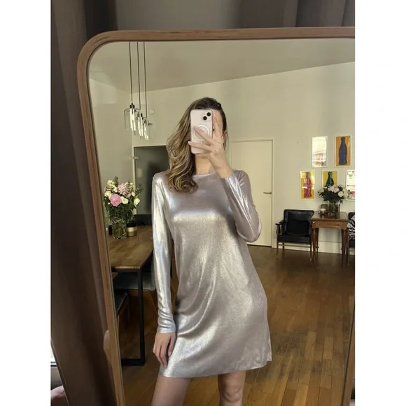 COS sweater metallic knit dress